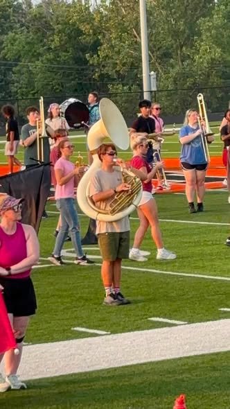 William Henry on sousaphone with the Macon High School band